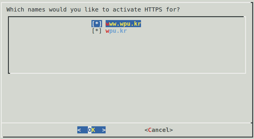 letsencrypt 도메인 선택