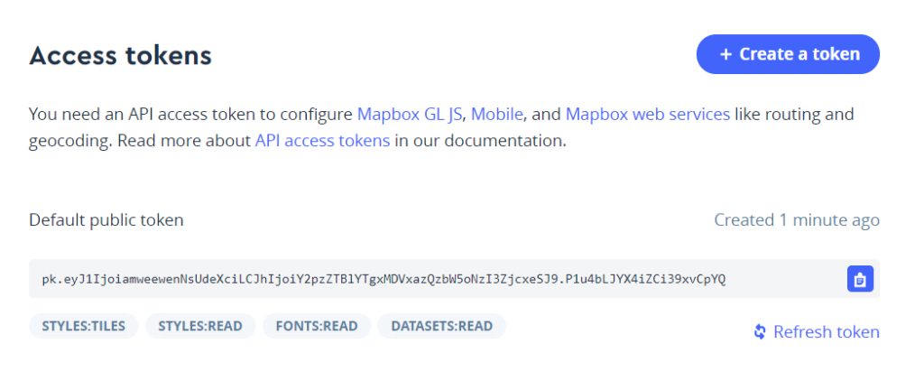 Mapbox 액세스 토큰