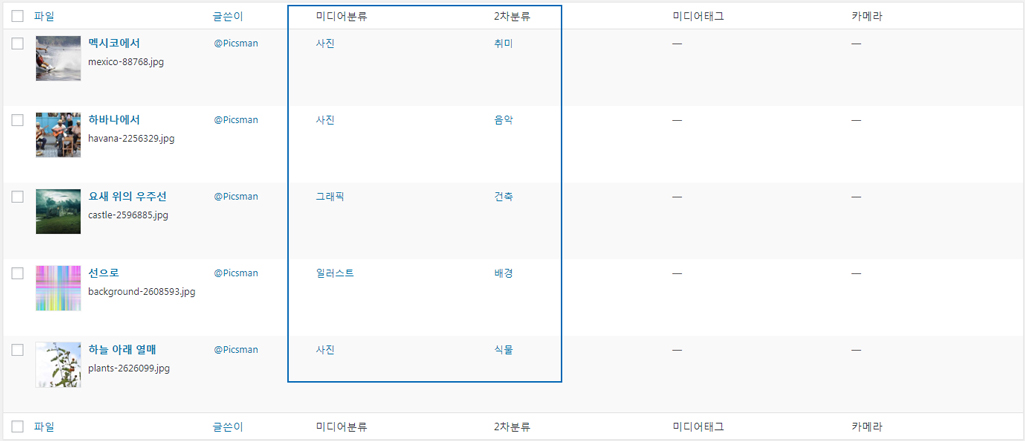 미디어분류, 2차분류의 term